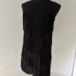 Zara Basic Fransenkleid Schwarz