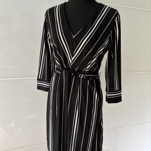 H&M Wickelkleid Schwarz-Weiss Gestreift
