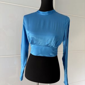 Bershka Bluse Blau mit Schleife