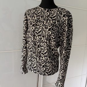 H&M Bluse Schwarz-Creme Abstraktes Muster
