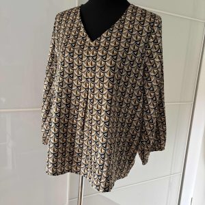 Kaffe Bluse Retro-Fächermuster Schwarz-Gold
