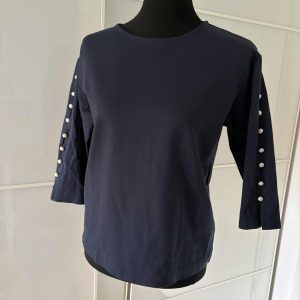 Reserved Bluse Dunkelblau Perlenknoepfe