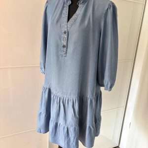 Lascana Jeanskleid Hellblau mit Rueschen