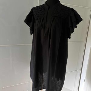 H&M Bluse Schwarz mit Lochstickerei