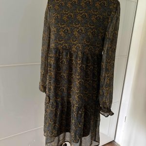 Promod Kleid Transparent Blumenmuster Senfgelb-Blau