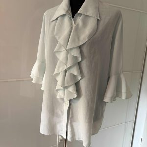 Bluse Mint mit Rueschenbesatz