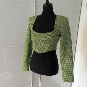 Zara Hahnentritt Corsage-Top Neongruen-Schwarz