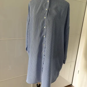 Hallhuber Oversize Streifenbluse Blau Weiss