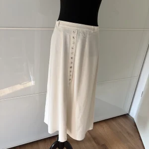 Canda Creme Leinenmix-Rock mit Knopfleiste