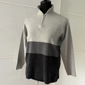 Pier Angelini grau-schwarzer Colorblock-Pullover