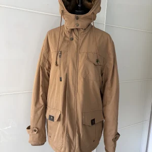 Gefütterte Parka-Jacke mit Kapuze in Camel