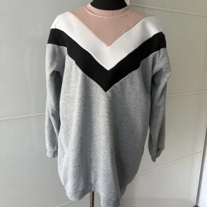 Sweatshirt im Colourblock-Design Grau Rosa