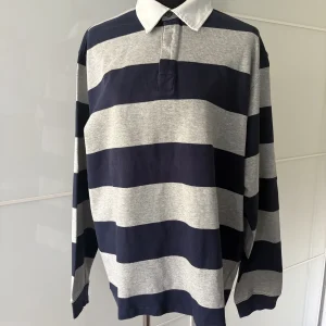Redgreen Rugbyshirt Blockstreifen Marine/Grau