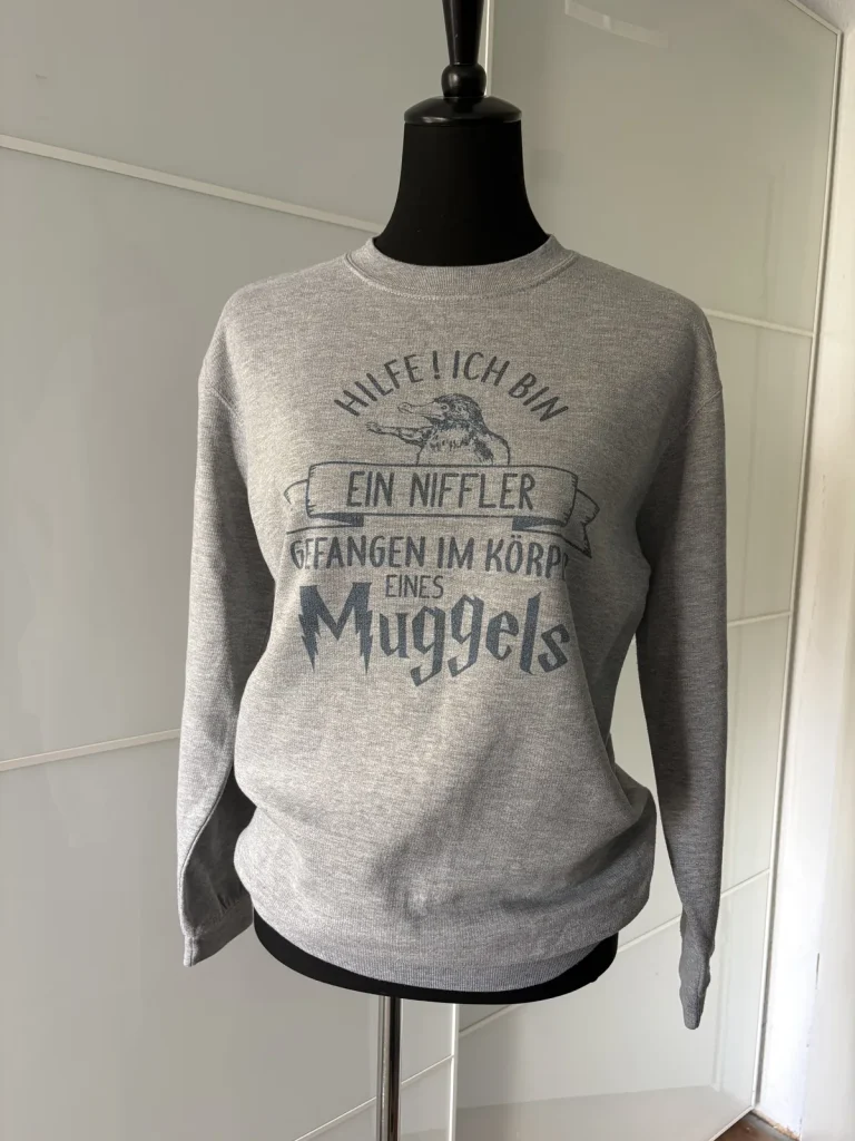 Graues Sweatshirt mit Print "Ein Niffler"