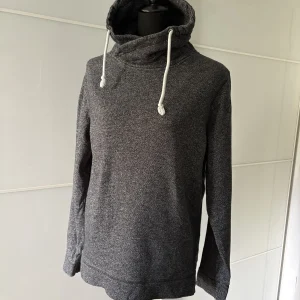 Sweatshirt mit Schalkragen und Kapuze in Grau meliert