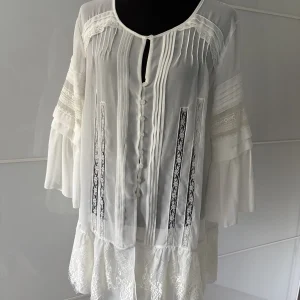 Together Boho-Bluse mit Spitze, weiß