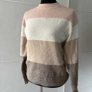 H&M Streifenpullover in Rosa Beige Braun